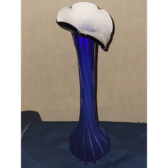 '60s VTG Murano Cobalt Blue Jack In The Pulpit Soliflore Vase Handblown Glass - Picture 6 of 16
